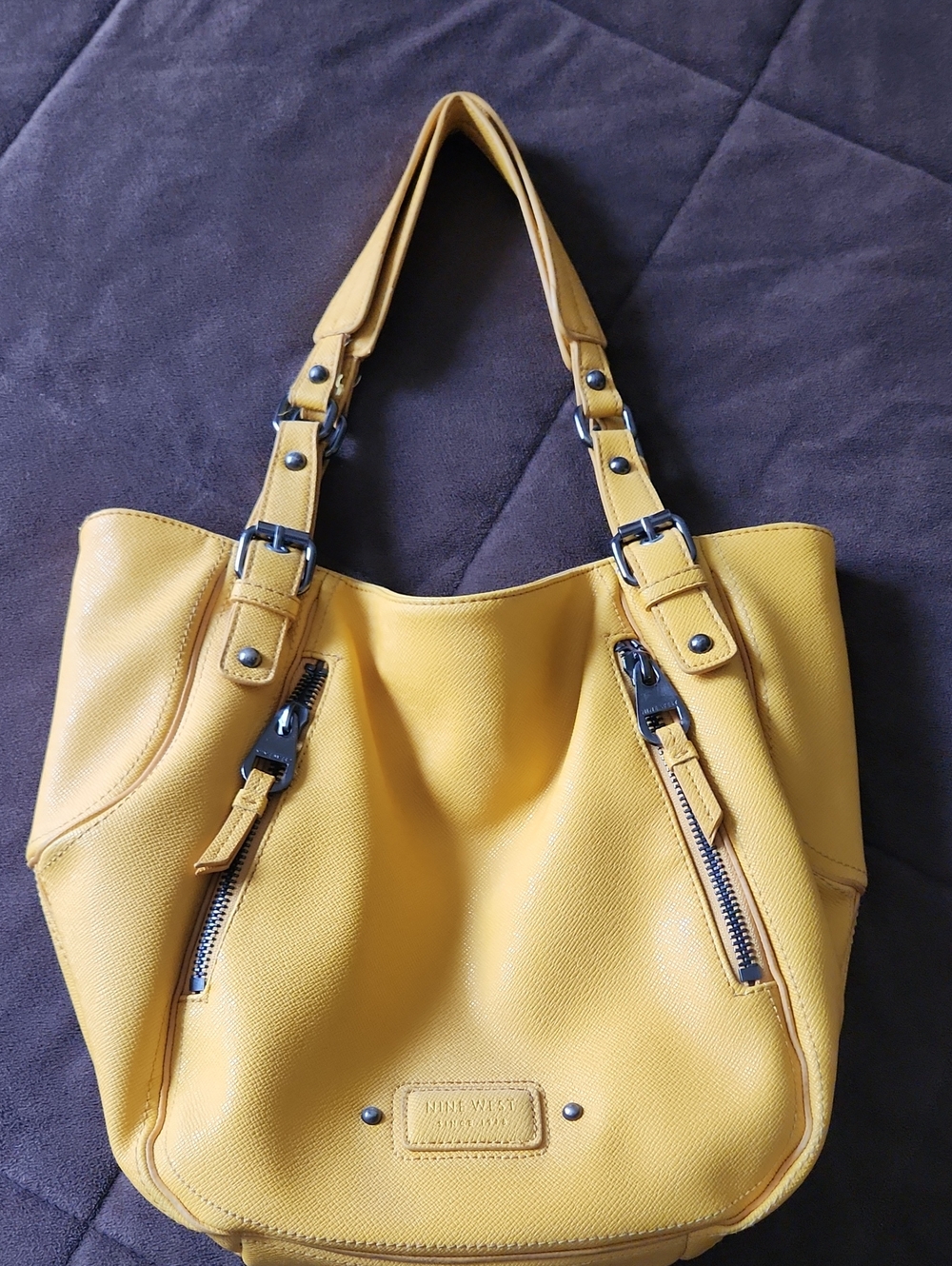 Nine West Yellow Leather Shoulder Tote
